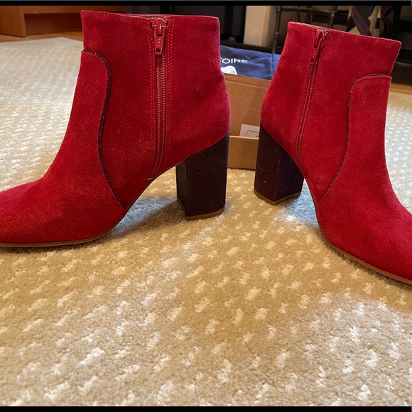 NEW Sessun red suede booties with sparkly heel - Picture 4 of 8